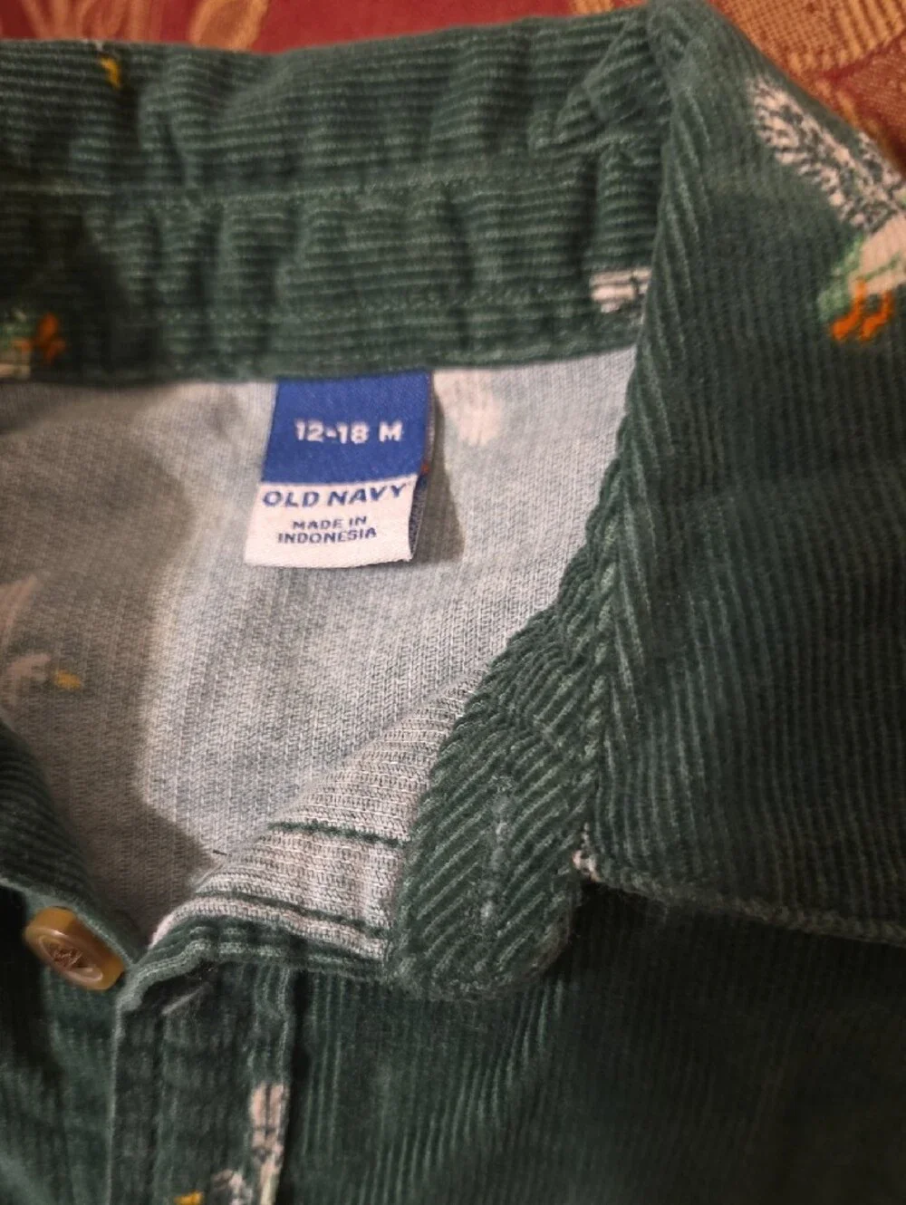 Old Navy Teal Corduroy Button-Down Shirt with Duck Print [12-18 Months]